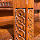 Antique Arts & Crafts Intricately Carved Solid Oak Buffet SideboardVintage Frog