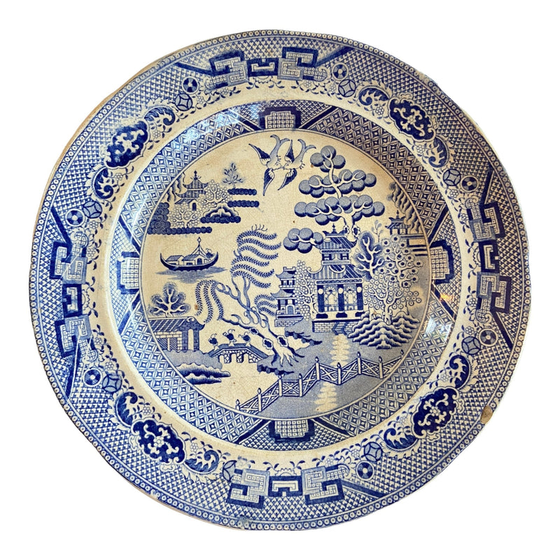 Antique Blue and White Willow Pattern Small Semi China Oriental Pattern Plate (1 of 2)Vintage FrogFurniture