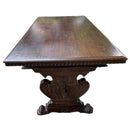 Antique Carved Walnut Italian Renaissance Revival Table / Writing DeskVintage Frog