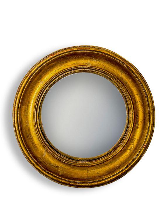 Antique Effect Gold Deep Round Framed Convex MirrorVintage FrogMirror