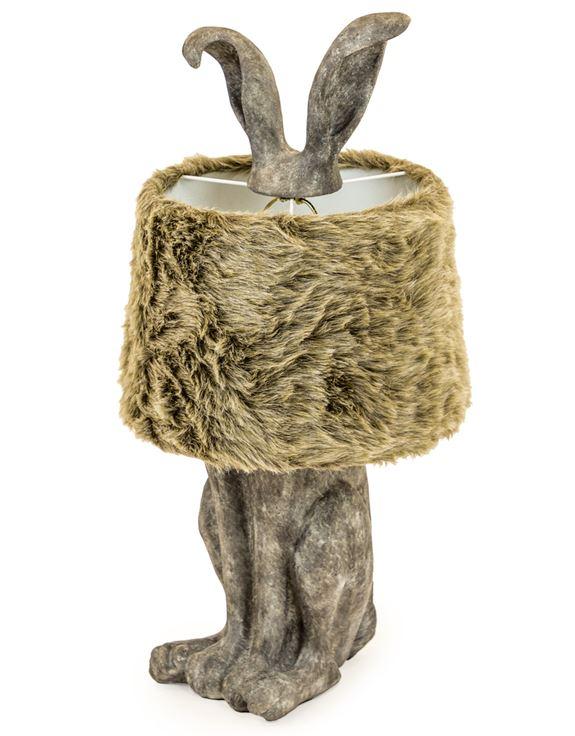 Antique Effect Grey Rabbit Ears Hare Lamp with Fur ShadeVintage FrogLighting
