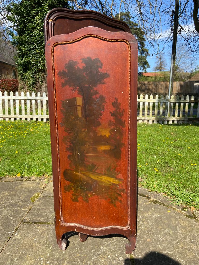 Antique French Hand Painted Tryptich Fire ScreenVintage FrogFurniture