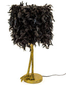 Antique Gold Effect Large Bird Leg Table Lamp with Fluffy Feather ShadeVintage Frog M/RLighting