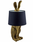 Antique Gold Rabbit Ears Lamp with Black ShadeVintage FrogLighting