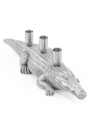 Antique Silver Coloured Crocodile Candle HolderVintage FrogCandle Holder