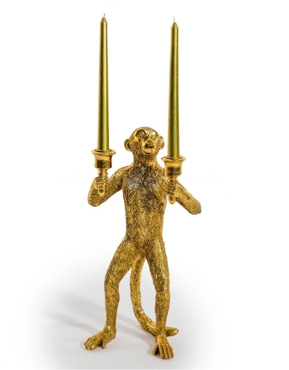 Antique Style Gold Standing Monkey CandelabraVintage Frog M/RCandle Holder