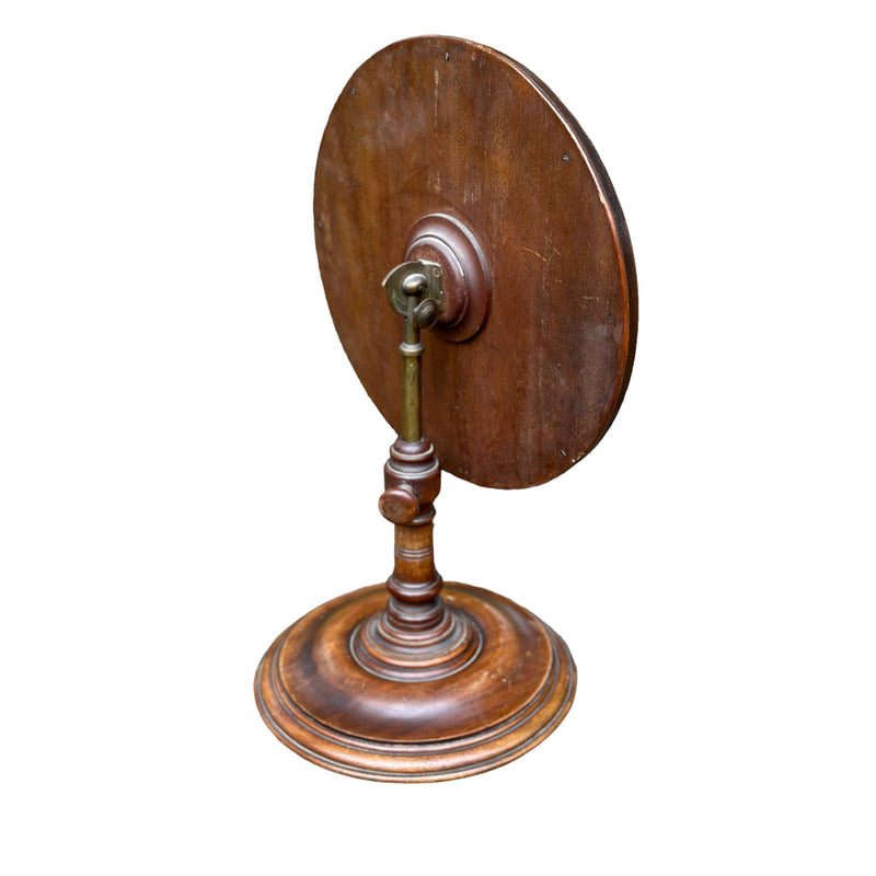 Antique Victorian Round Wood Table Top Vanity Shaving MirrorVintage Frog