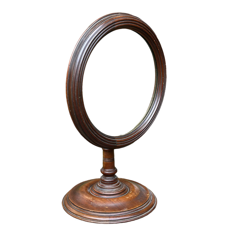 Antique Victorian Round Wood Table Top Vanity Shaving MirrorVintage Frog