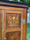 Antique Wall Mounted Corner Cabinet With Ornate Marquetry and Brass HingesVintage FrogFurniture