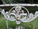 Antique White Painted Wrought Iron Coffee Table With Antiqued Foxed Mirror Glass TopVintage Frog