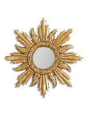 Antiqued Gold Ornate Starburst Framed Small Convex MirrorVintage Frog M/RDecor