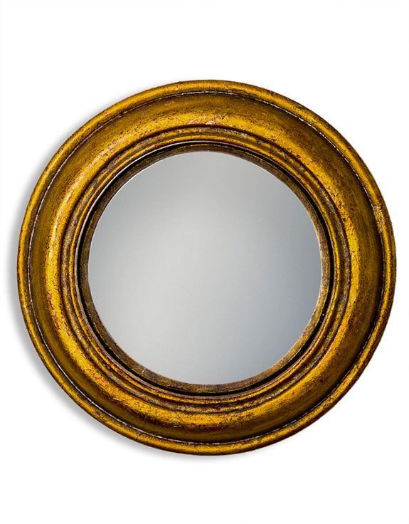 Antiqued Gold Rounded Framed Small Convex MirrorVintage FrogMirror