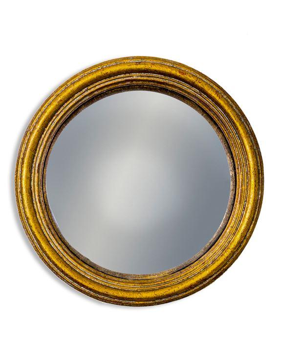 Antiqued Gold Thin Framed Small Convex MirrorVintage FrogMirror