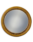 Antiqued Gold Thin Round Framed Convex MirrorVintage FrogMirror