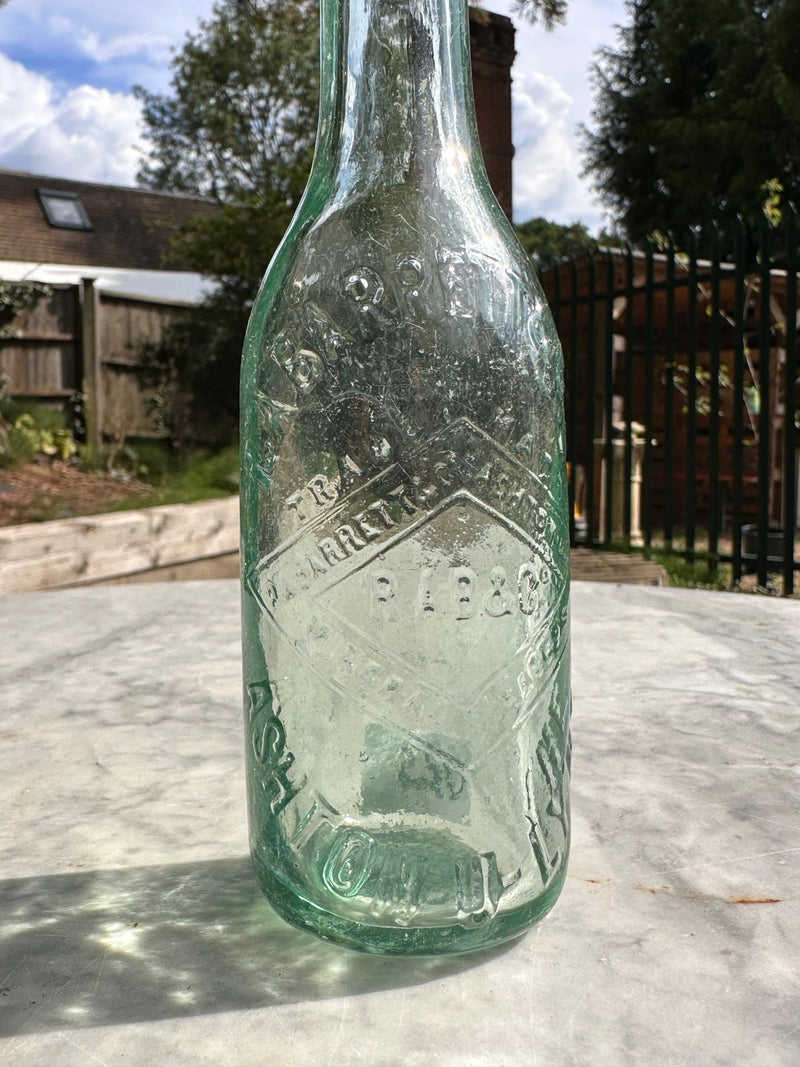 A.R. Barret & Co Ltd, Antique Aqua Blue Glass Bottle - Vintage Glass BottleVintage FrogBottle