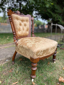 Beautiful Small Low Victorian Bedroom Saloon Chair With Inlay DetailsVintage FrogFurniture
