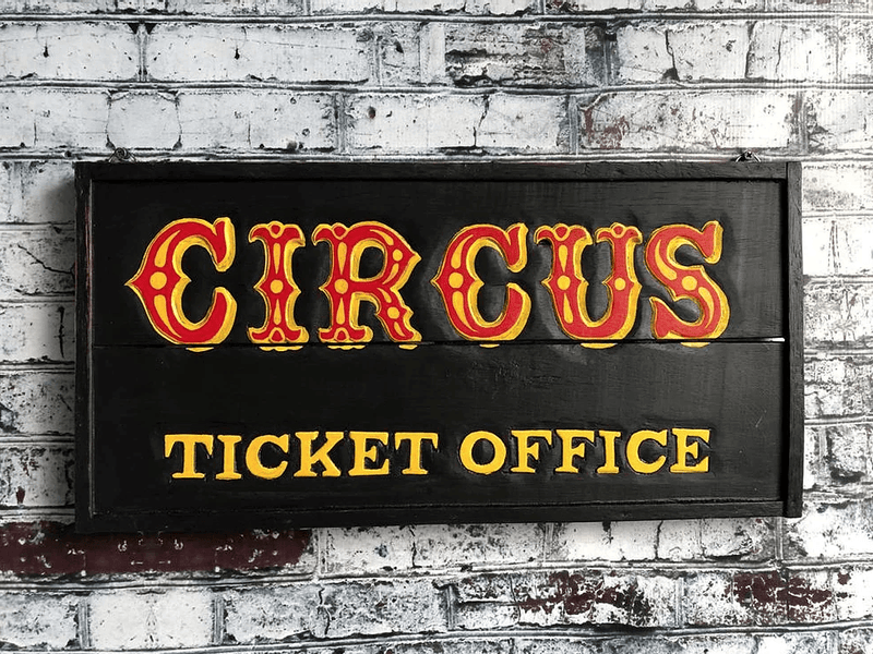 Black & Red "Circus Ticket Office" SignVintage Frog W/BVintage Item