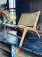 Cane Backed Low Solid Wood Framed Nursing Lounge Occasional ChairVintage Frog W/BVintage Item