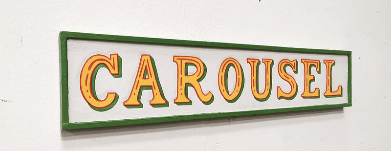 "Carousel" Wooden Sign Wall ArtVintage Frog W/B