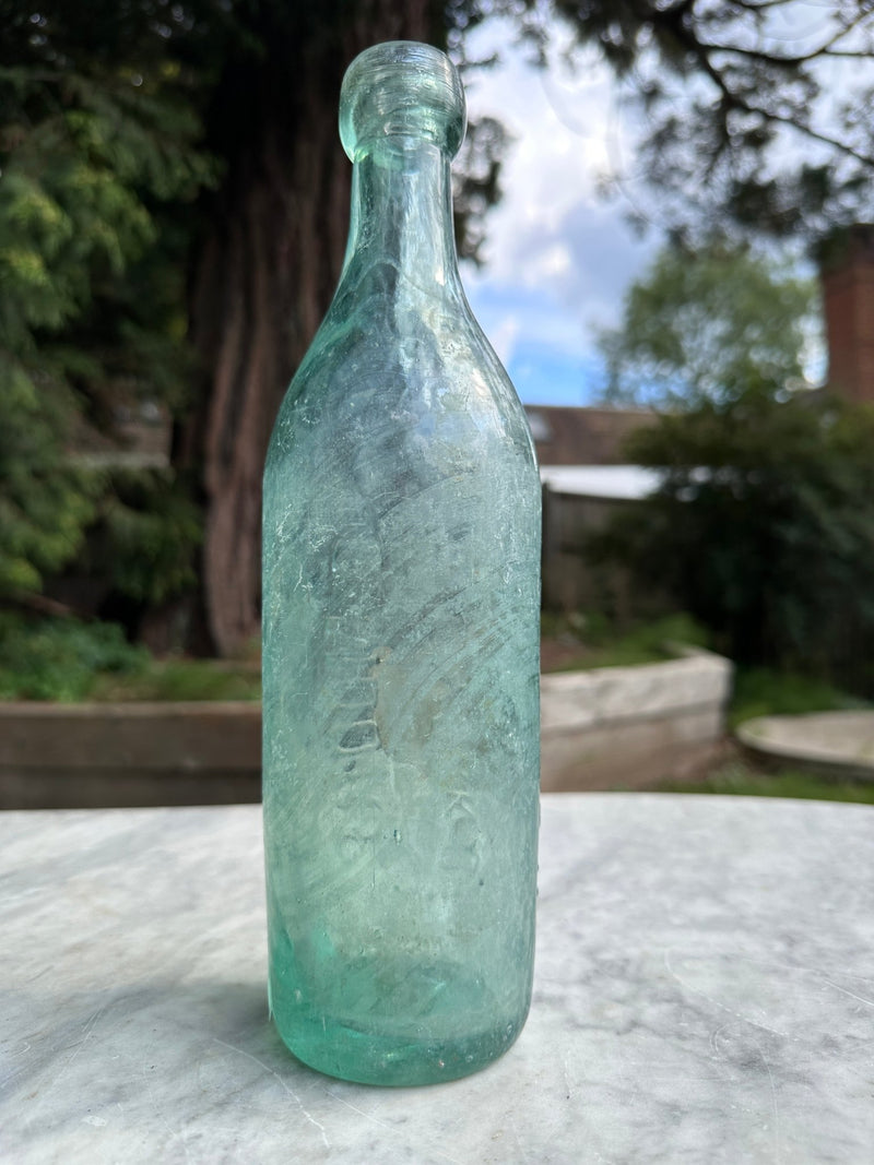 C.Moore, Glasgow Antique Aqua Glass Bottle - Collectable Glass BottleVintage FrogBottle