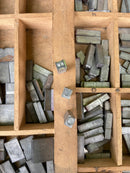 Collection of Small Metal Letterpress Letters in Vintage Printers TrayVintage Frog