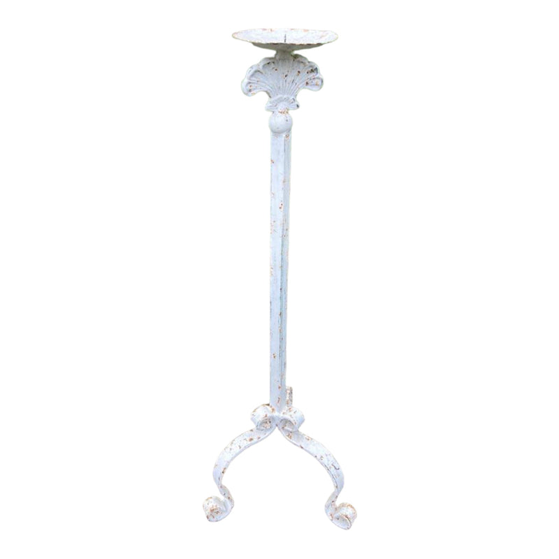 Contemporary White Painted Wrought Iron Candle StickVintage FrogFurniture