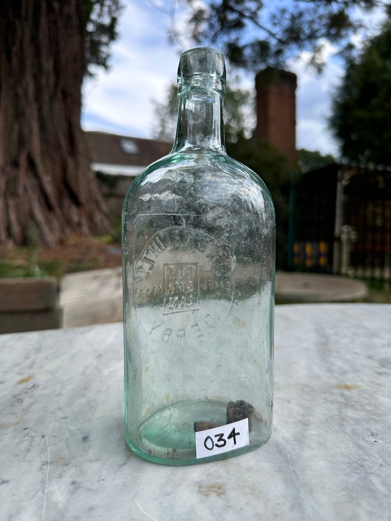 Cox & Malin Ltd Antique Aqua Glass Bottle - Vintage Glass BottleVintage FrogBottle