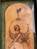 Decorative Mounted Plywood Surfboard with Inked Midsummer Nights Dream Themed Artwork.Vintage Frog