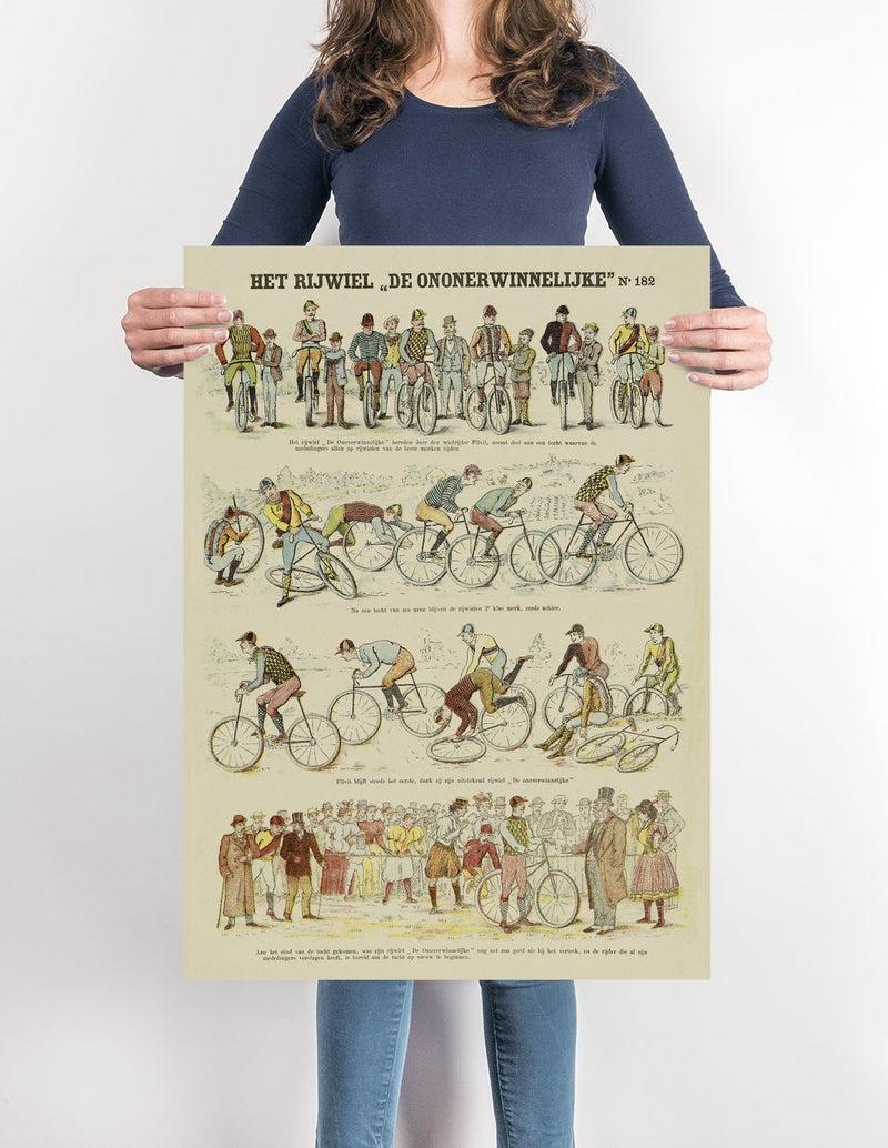 Dutch Bicycle Collage Cycling Illustration Print On Canvas, Wall Hanging Decor PictureVintage FrogPictures & Prints