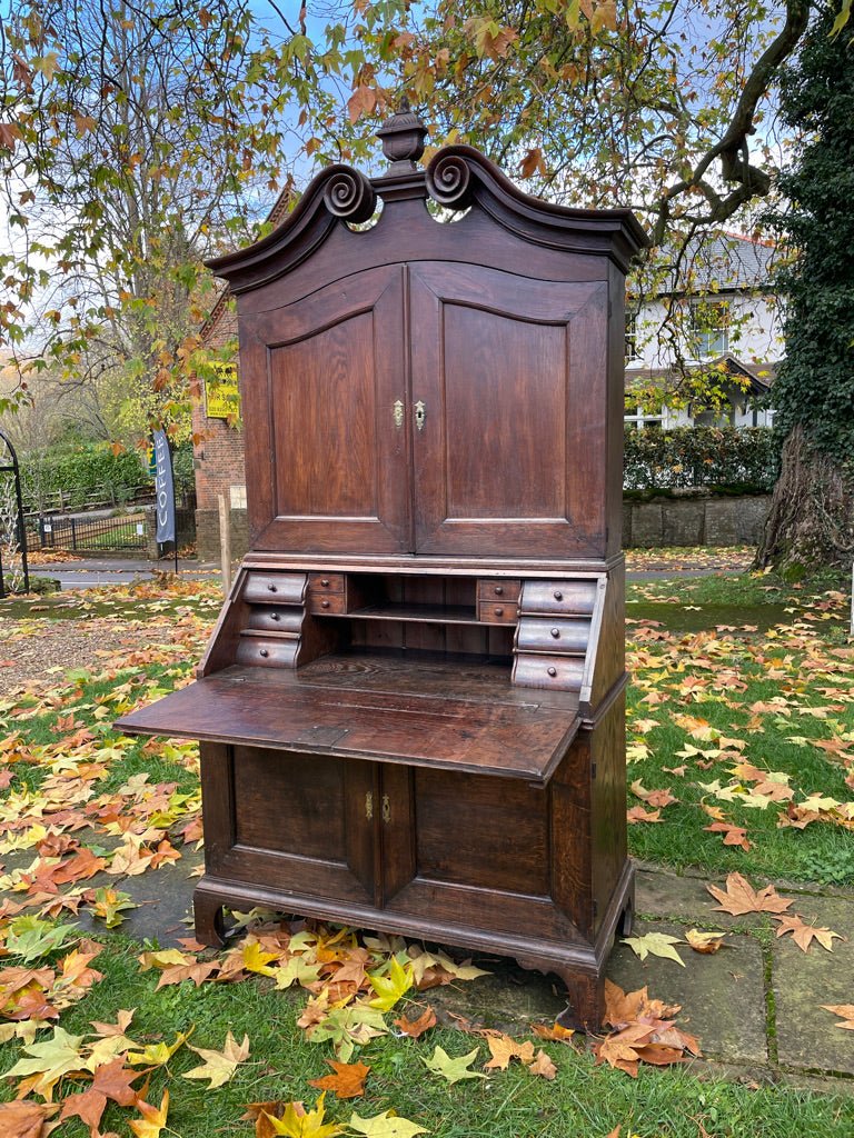 Early 19th Century Belgian Oak Antique Bureau Bookcase SecretaireVintage FrogFurniture