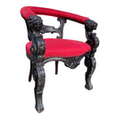 Early 20th Century Ornate Carved Tub Armchair in Red UpholsteryVintage Frog