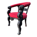 Early 20th Century Ornate Carved Tub Armchair in Red UpholsteryVintage Frog