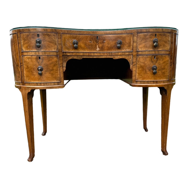 Early 20th Century Walnut Kidney Shaped Dressing Table By Maple & CoVintage FrogFurniture