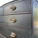 Ebonised Victorian Bow Fronted Chest of Drawers With Brass HandlesVintage Frog