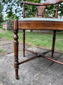 Edwardian Corner Chair With Inlaid Details and Upholstered SeatVintage Frog