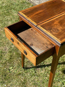 Edwardian Fold Out Card Table With Lined Felt and Tapered Legs On Brass CastorsVintage FrogFurniture