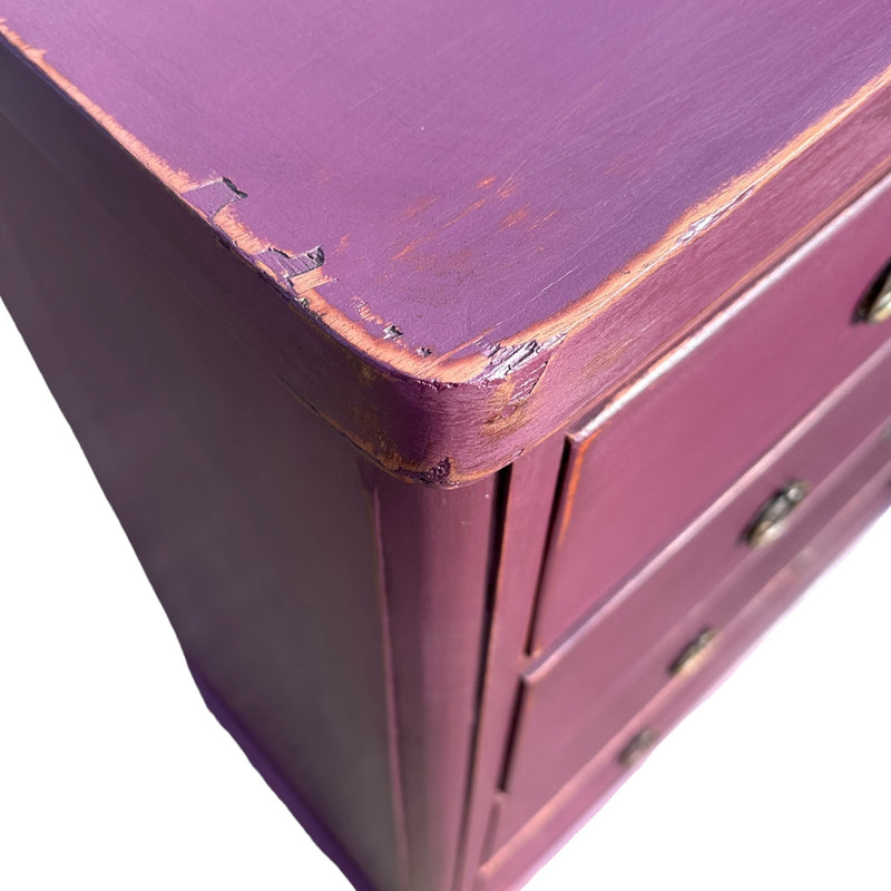 Elderberry Purple Painted Set of Victorian Chest of DrawersVintage FrogHand Painted Furniture