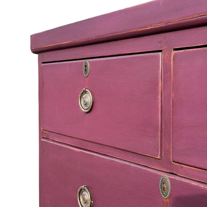 Elderberry Purple Painted Set of Victorian Chest of DrawersVintage FrogHand Painted Furniture