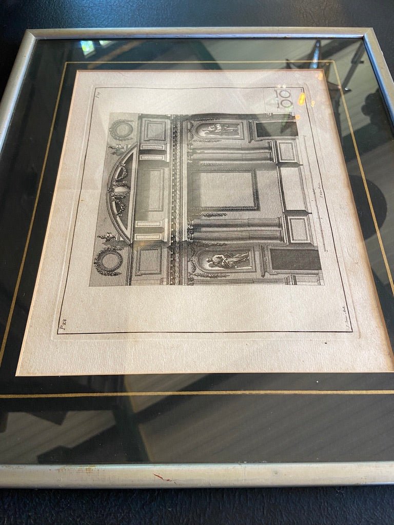 Framed 19th Century Architectural Etching Print PictureVintage FrogFurniture