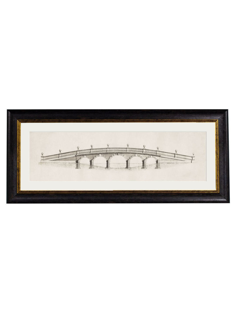 Framed Architectural Elevations of Bridges Black and White Prints - Referenced From A 1700s Architectural Elevation EngravingVintage FrogPictures & Prints