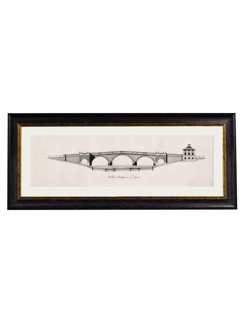 Framed Architectural Elevations of Bridges Prints - Referenced From A 1700s Architectural Elevation EngravingVintage FrogPictures & Prints