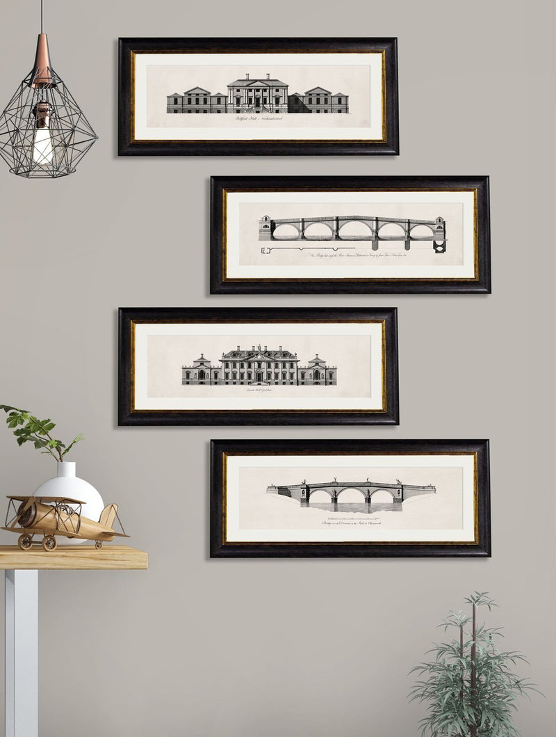Framed Architectural Elevations of Stately Homes Prints - Referenced From A 1700s Architectural Elevation EngravingVintage FrogPictures & Prints