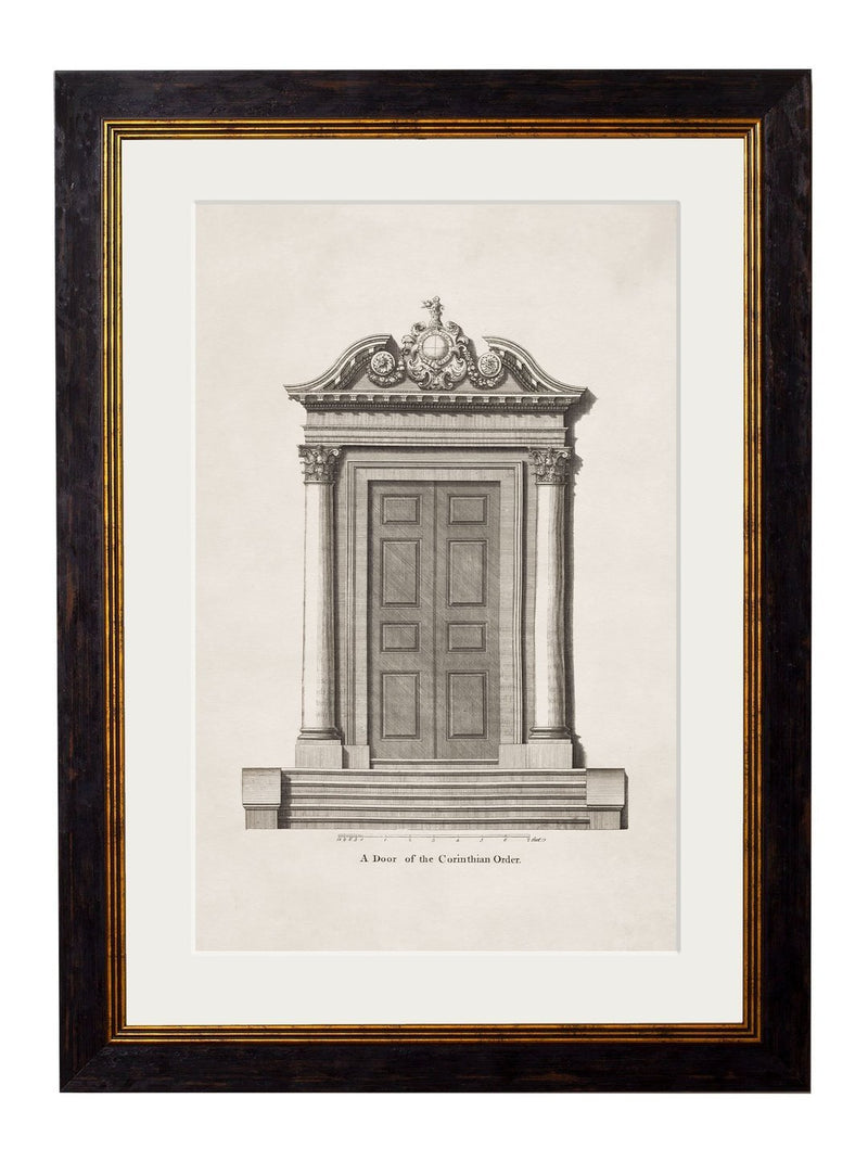 Framed Architectural Study of Doors - Referenced From A Detailed Late 1700s PrintVintage FrogPictures & Prints