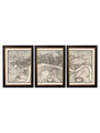 Framed London Triptych Map Print Picture - Referenced From An Original 1746s Map ArtworkVintage Frog T/APictures & Prints