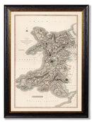 Framed Map of Wales Print - Referenced From an Original 1809 MapVintage Frog T/APictures & Prints