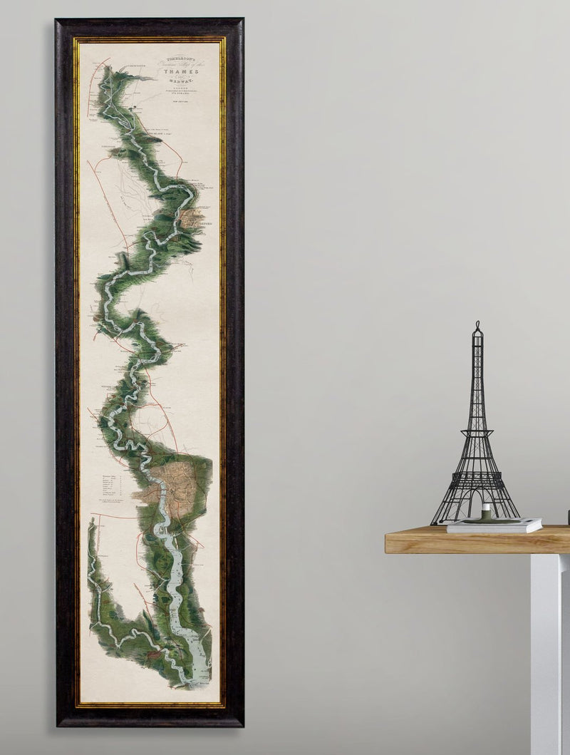 Framed Panoramic Map Of The Thames Print - Referenced From An 1840’s AtlasVintage FrogPictures & Prints