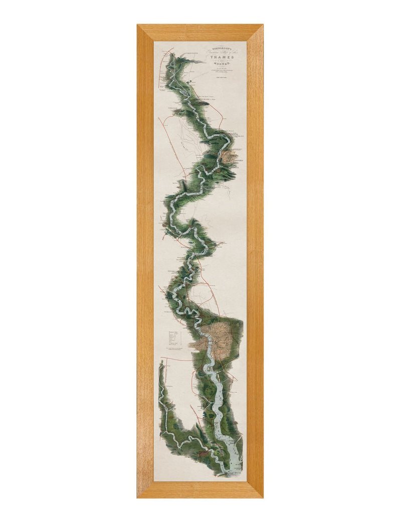 Framed Panoramic Map Of The Thames Print - Referenced From An 1840’s AtlasVintage FrogPictures & Prints
