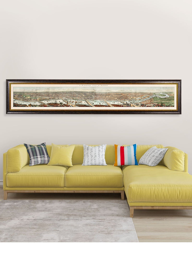 Framed Panoramic View Of London And The River Thames Print - Referenced From An Original Hand Coloured Print From The 1800sVintage FrogPictures & Prints