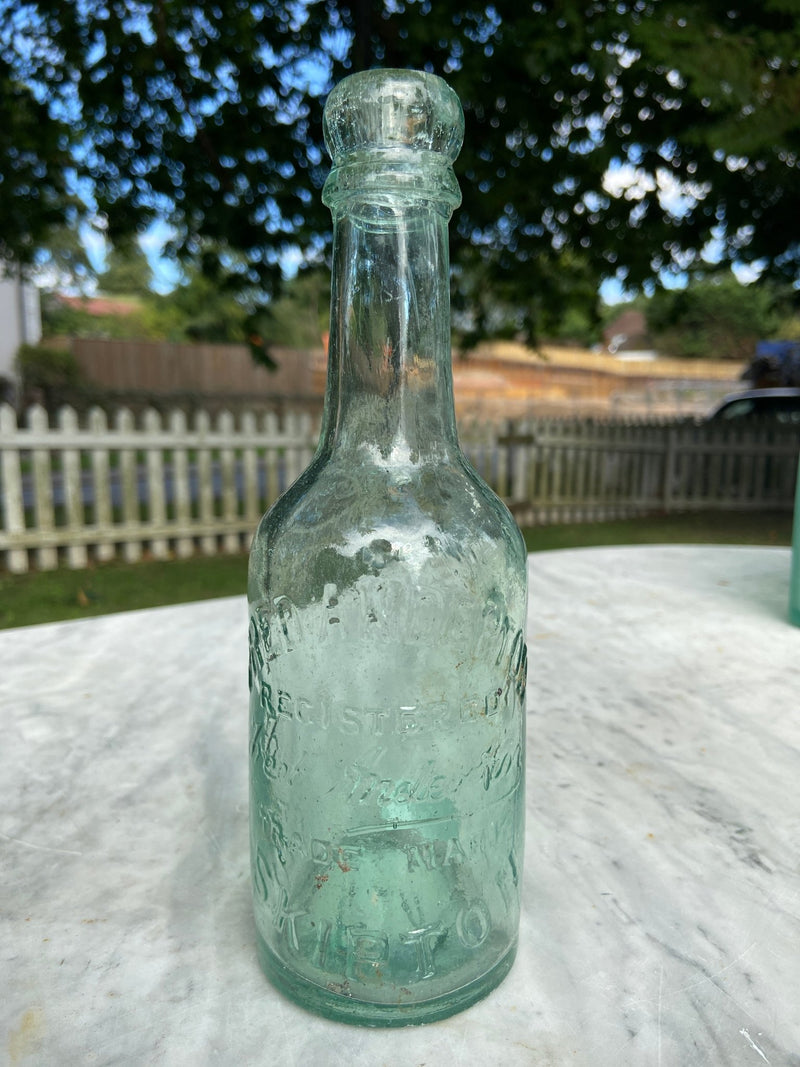 Fred Anderton Antique Aqua Blue Glass Bottle - Vintage Glass BottleVintage FrogBottle