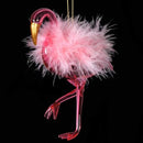 Glass Flamingo Christmas Tree Decoration With Pink Fluffy FeathersVintage FrogChristmas Bauble